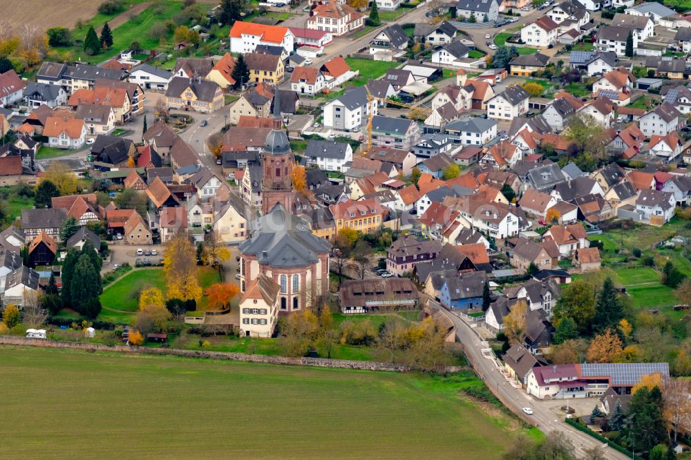 Luftbild Schuttern - Herbstluftbild Stadtgebiet inmitten der Landwirtschaft in Schuttern im Bundesland Baden-Württemberg, Deutschland