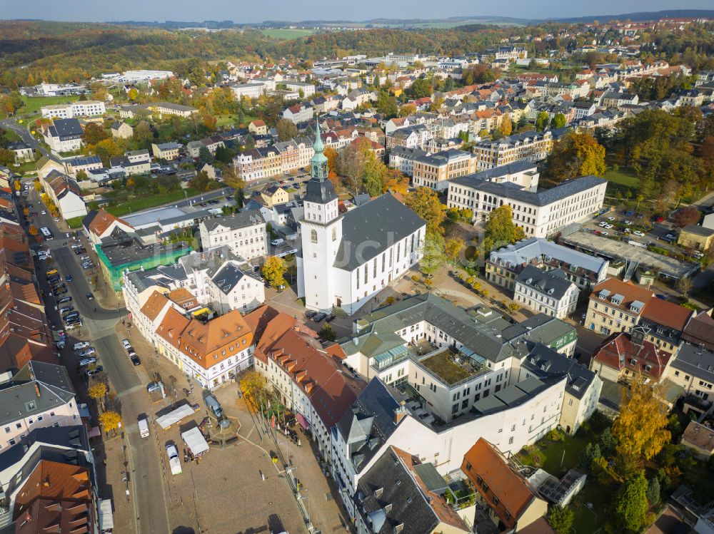 Luftaufnahme Frankenberg/Sa. - Herbstluftbild Stadtzentrum im Innenstadtbereich in Frankenberg/Sa. im Bundesland Sachsen, Deutschland