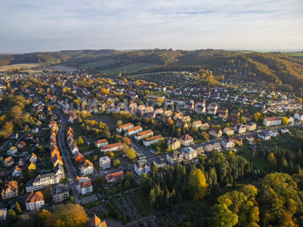 Freital von oben - Herbstluftbild Stadtzentrum im Innenstadtbereich in Freital im Bundesland Sachsen, Deutschland