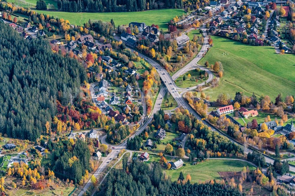 Luftbild Oberhöllsteig - Herbstluftbild Straßenführung der B31 in Oberhöllsteig im Bundesland Baden-Württemberg, Deutschland