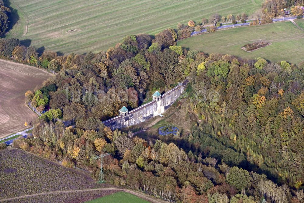 Luftaufnahme Chemnitz - Herbstluftbild Talsperren - Staudamm in Euba im Bundesland Sachsen, Deutschland