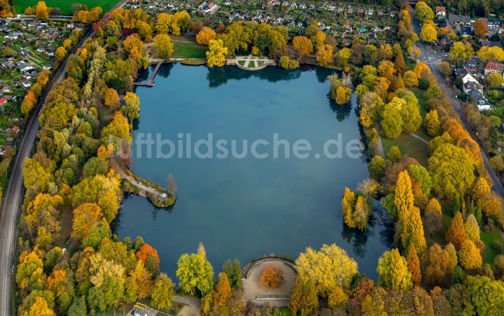 Luftbild Gladbeck - Herbstluftbild Uferbereiche des Nordparkteich in Gladbeck im Bundesland Nordrhein-Westfalen