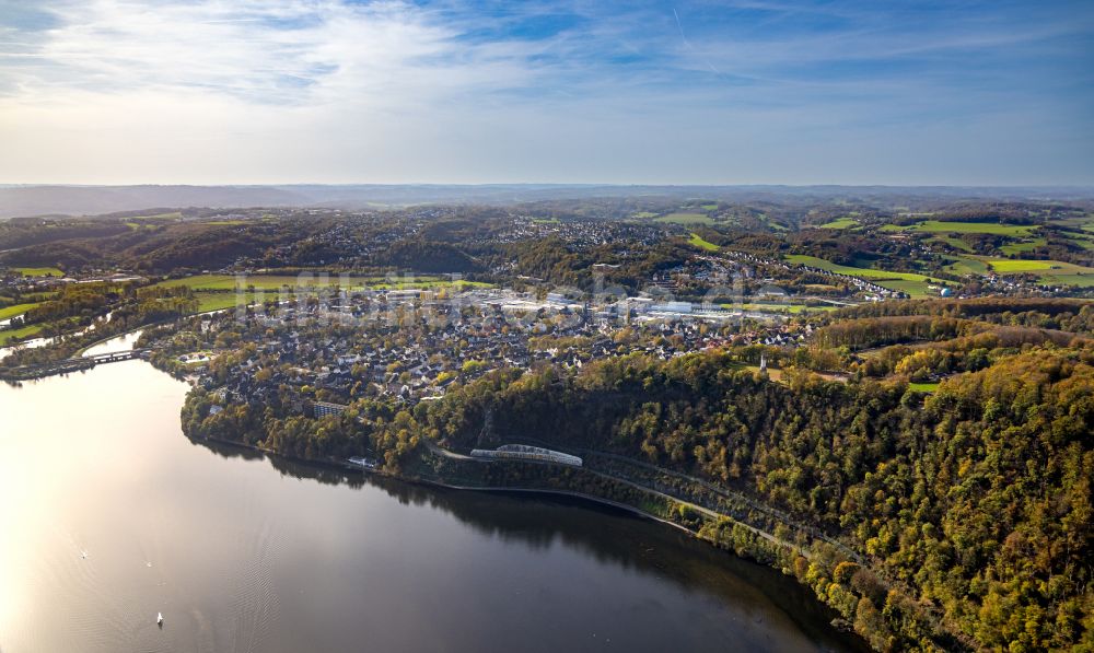 Luftbild Wetter - Herbstluftbild Uferbereiche des Sees Harkortsee in Wetter im Bundesland Nordrhein-Westfalen, Deutschland