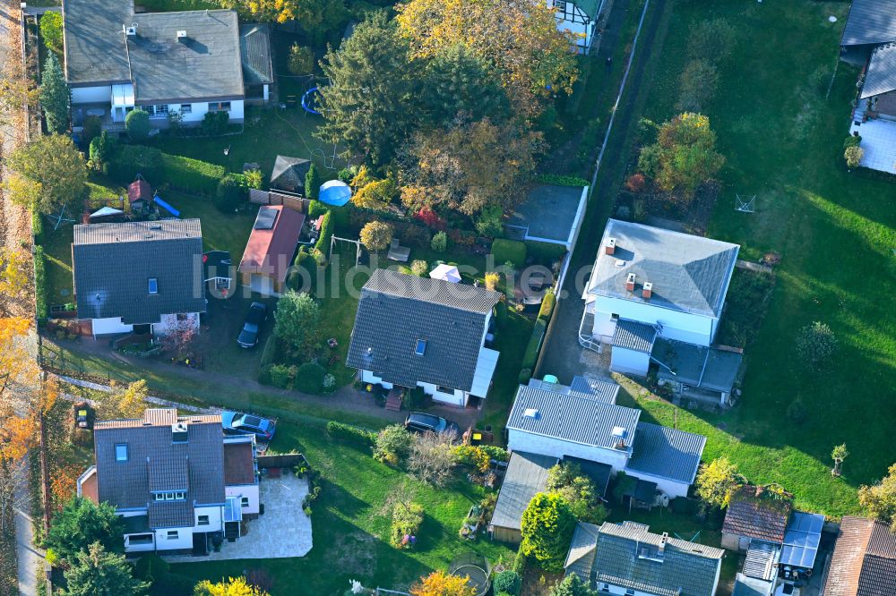 Luftaufnahme Berlin - Herbstluftbild Wohngebiet einer Einfamilienhaus- Siedlung an der Bausdorfstraße im Ortsteil Kaulsdorf in Berlin, Deutschland