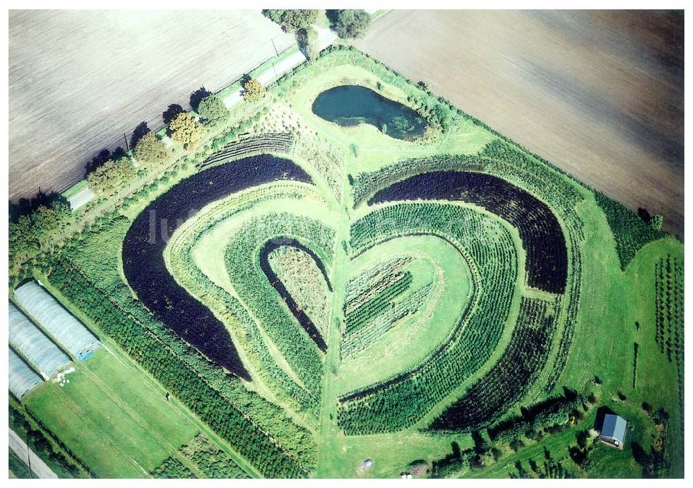 Recklinghausen von oben - Herzförmige Gartenbepflanzung bei Recklinghausen 01.10.02