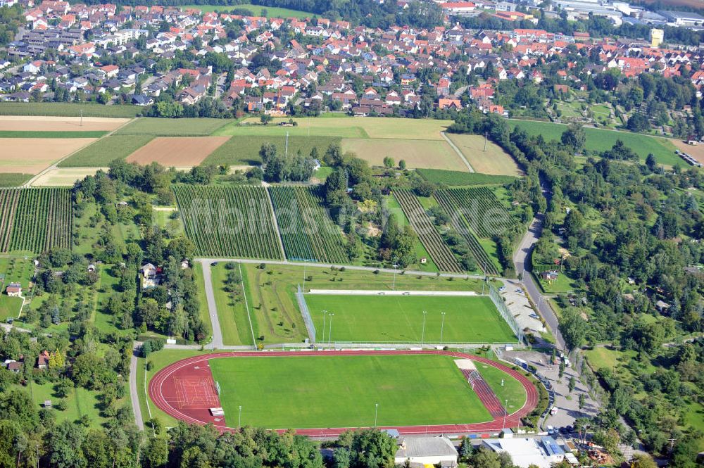 Leingarten aus der Vogelperspektive: Heuschelberg-Stadion in Leingarten in Baden-Württemberg