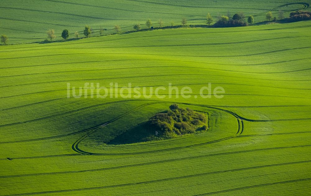 Luftaufnahme Groß Roge - Hügelige Feld- Landschaft bei Groß Roge im Bundesland Mecklenburg-Vorpommern