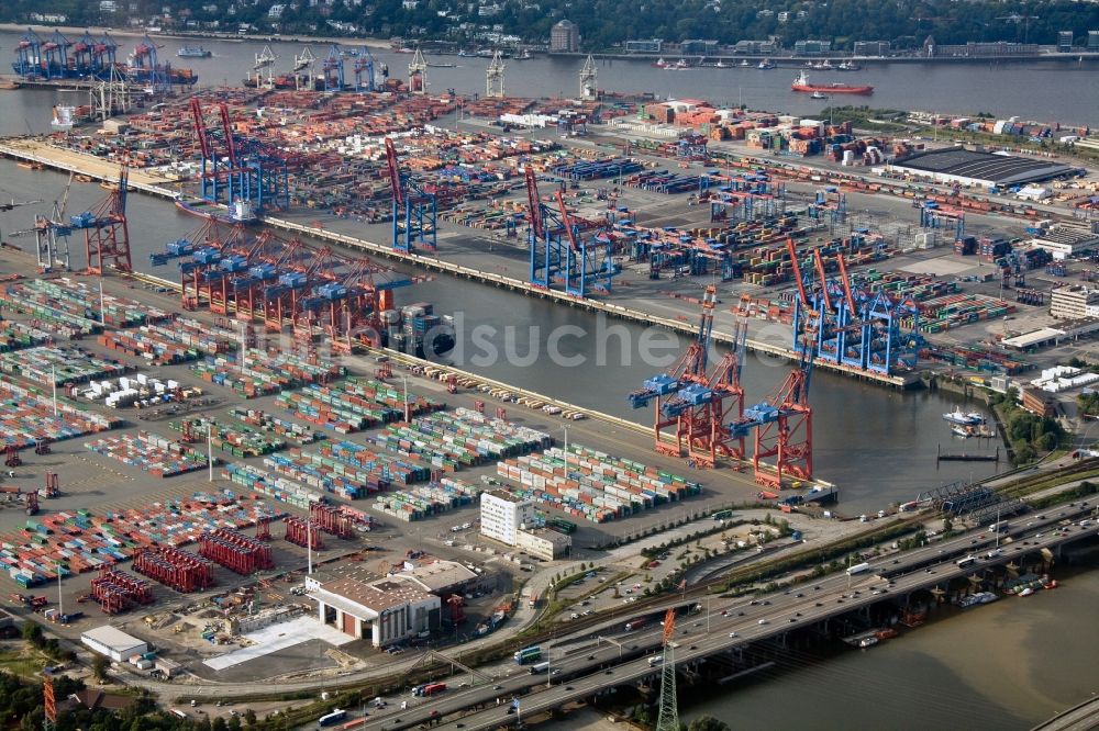 Hamburg von oben - HHLA Container Terminal Tollerort am Hamburger Hafen