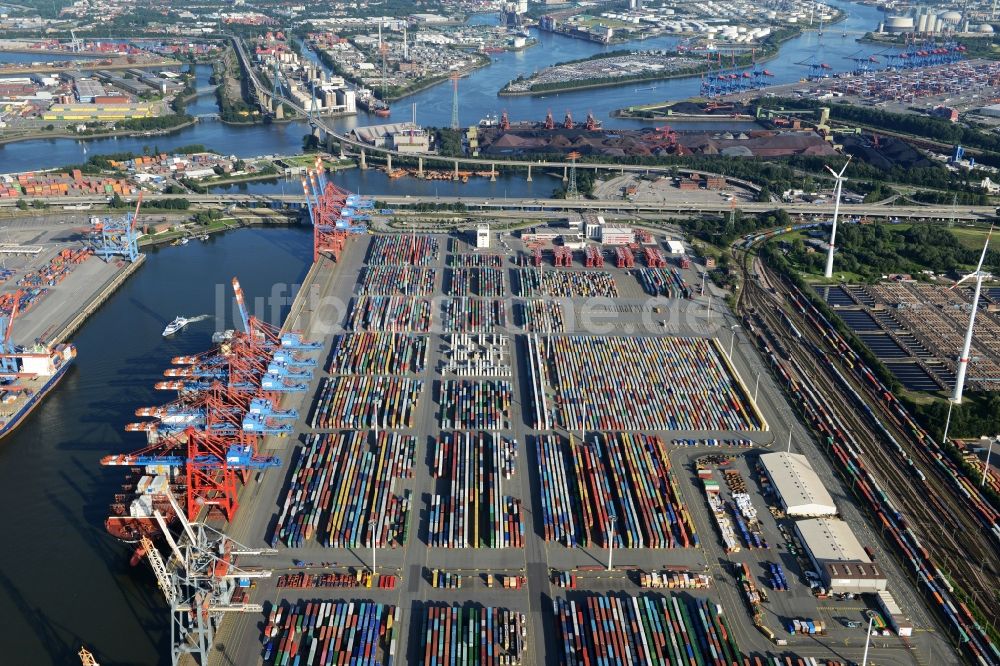 Hamburg von oben - HHLA Container Terminal Tollerort am Hamburger Hafen