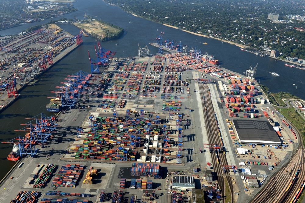 Luftaufnahme Hamburg - HHLA Logistics Container Terminal Burchardkai am Hamburger Hafen in Hamburg