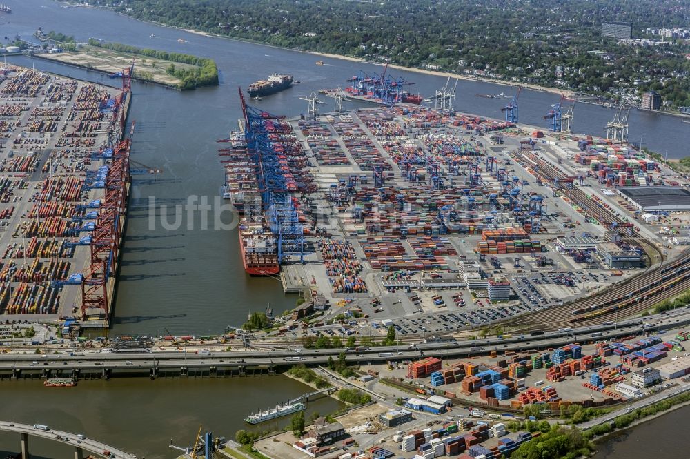 Luftbild Hamburg - HHLA Logistics Container Terminal Burchardkai am Hamburger Hafen in Hamburg