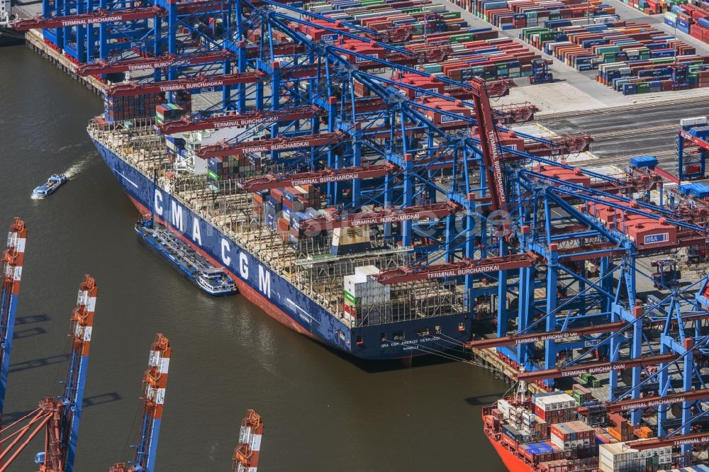 Luftaufnahme Hamburg - HHLA Logistics Container Terminal Burchardkai am Hamburger Hafen in Hamburg