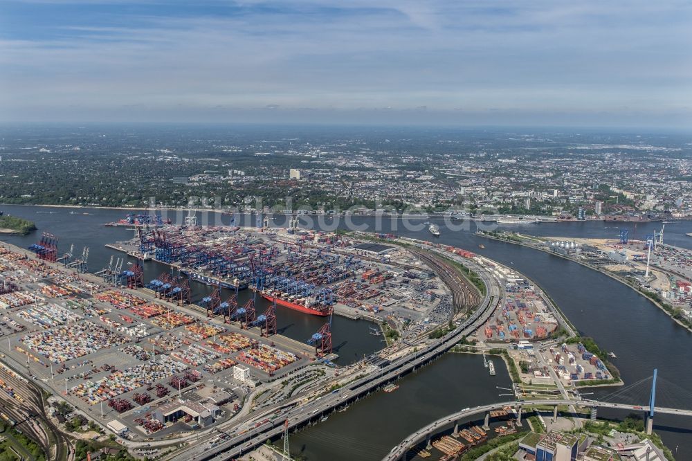 Hamburg von oben - HHLA Logistics Container Terminal Burchardkai am Hamburger Hafen in Hamburg