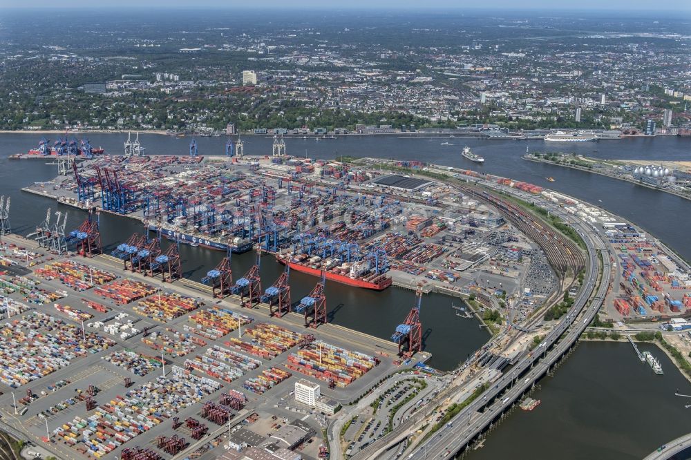 Luftbild Hamburg - HHLA Logistics Container Terminal Burchardkai am Hamburger Hafen in Hamburg