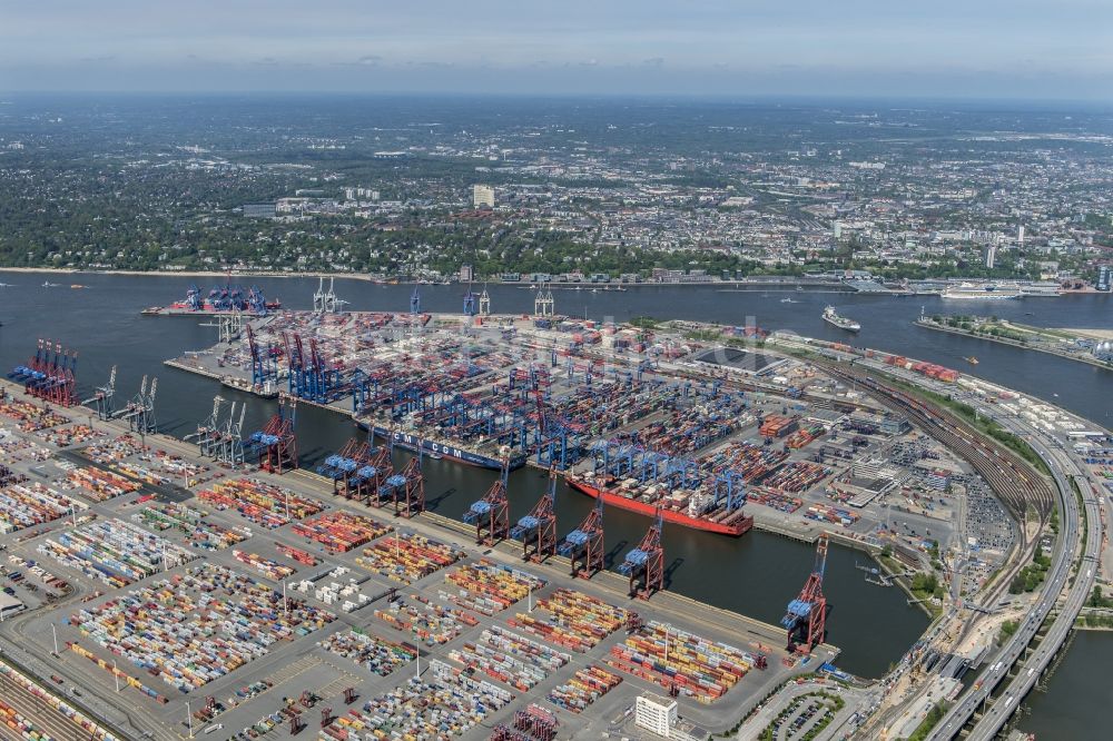 Luftaufnahme Hamburg - HHLA Logistics Container Terminal Burchardkai am Hamburger Hafen in Hamburg