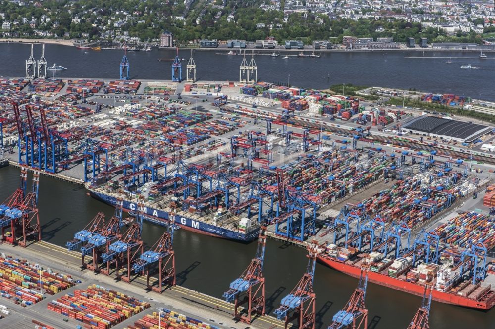 Hamburg von oben - HHLA Logistics Container Terminal Burchardkai am Hamburger Hafen in Hamburg