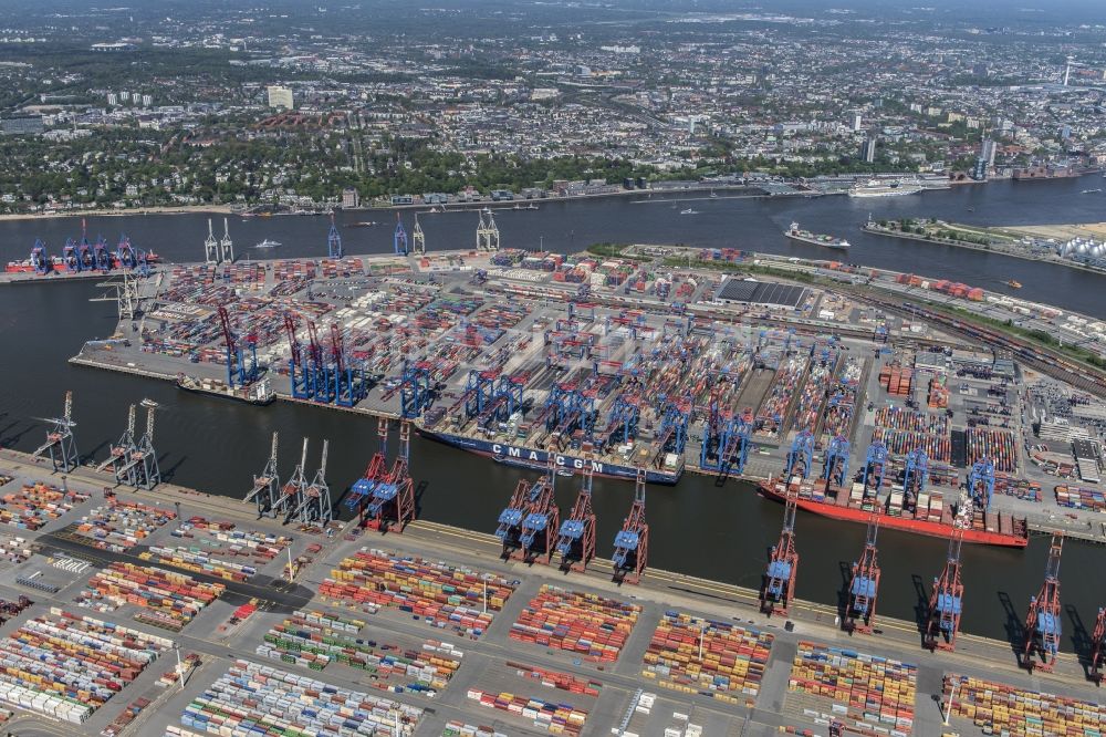 Hamburg aus der Vogelperspektive: HHLA Logistics Container Terminal Burchardkai am Hamburger Hafen in Hamburg