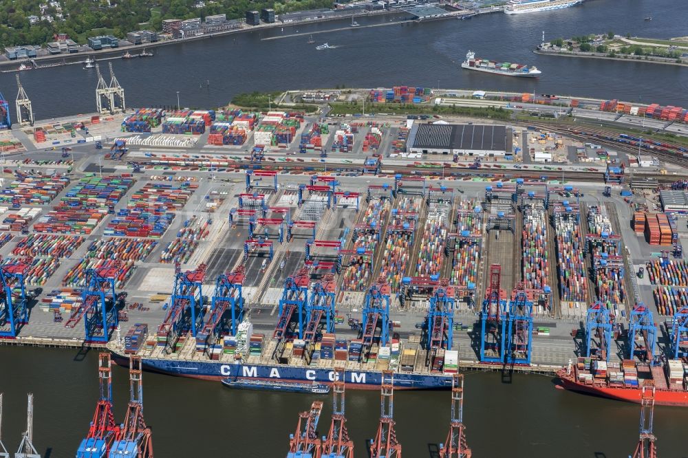 Luftbild Hamburg - HHLA Logistics Container Terminal Burchardkai am Hamburger Hafen in Hamburg