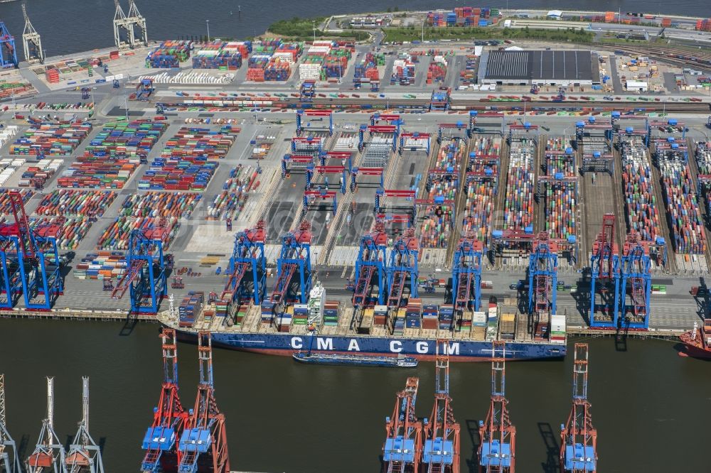 Luftaufnahme Hamburg - HHLA Logistics Container Terminal Burchardkai am Hamburger Hafen in Hamburg