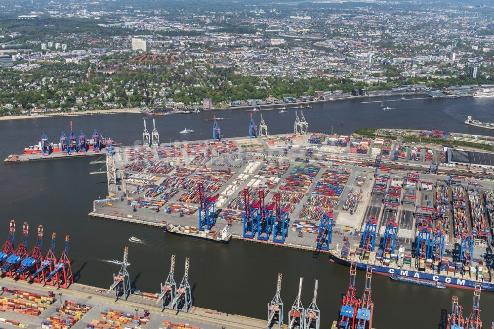 Hamburg von oben - HHLA Logistics Container Terminal Burchardkai am Hamburger Hafen in Hamburg