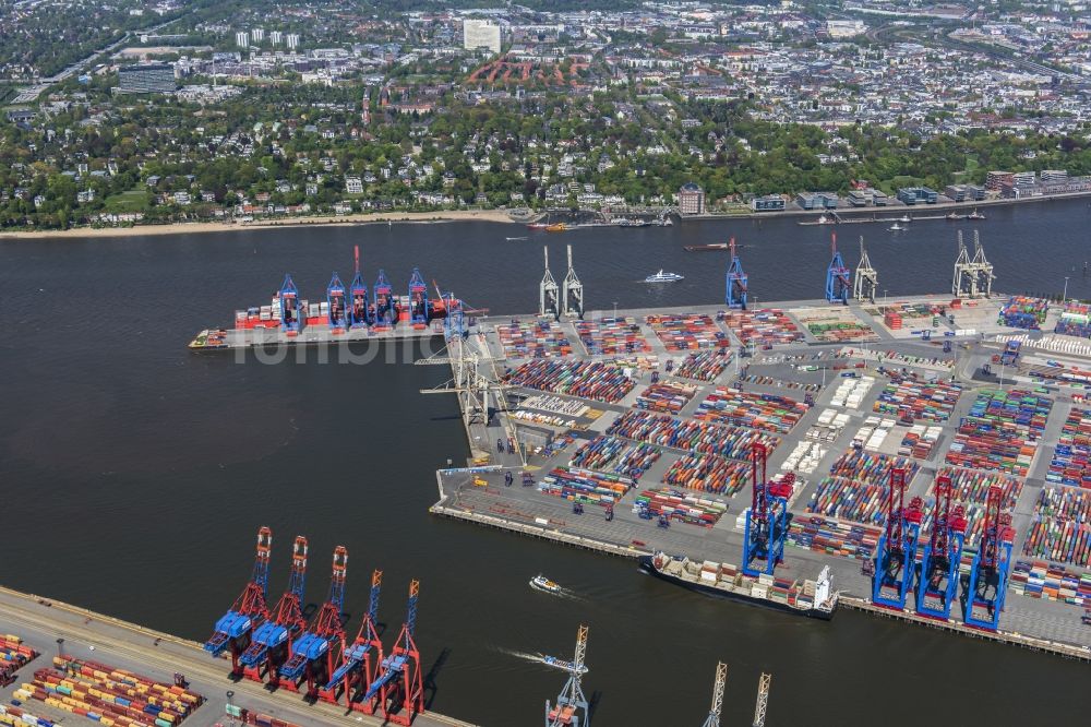 Hamburg aus der Vogelperspektive: HHLA Logistics Container Terminal Burchardkai am Hamburger Hafen in Hamburg