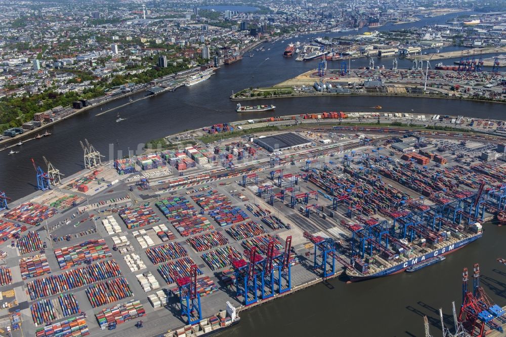 Hamburg aus der Vogelperspektive: HHLA Logistics Container Terminal Burchardkai am Hamburger Hafen in Hamburg