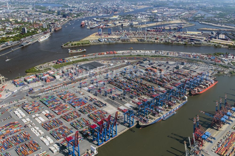 Luftbild Hamburg - HHLA Logistics Container Terminal Burchardkai am Hamburger Hafen in Hamburg