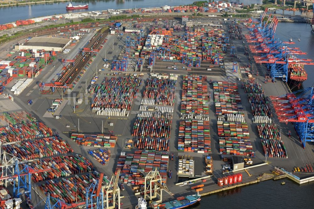 Luftbild Hamburg - HHLA Logistics Container Terminal Burchardkai am Hamburger Hafen in Hamburg