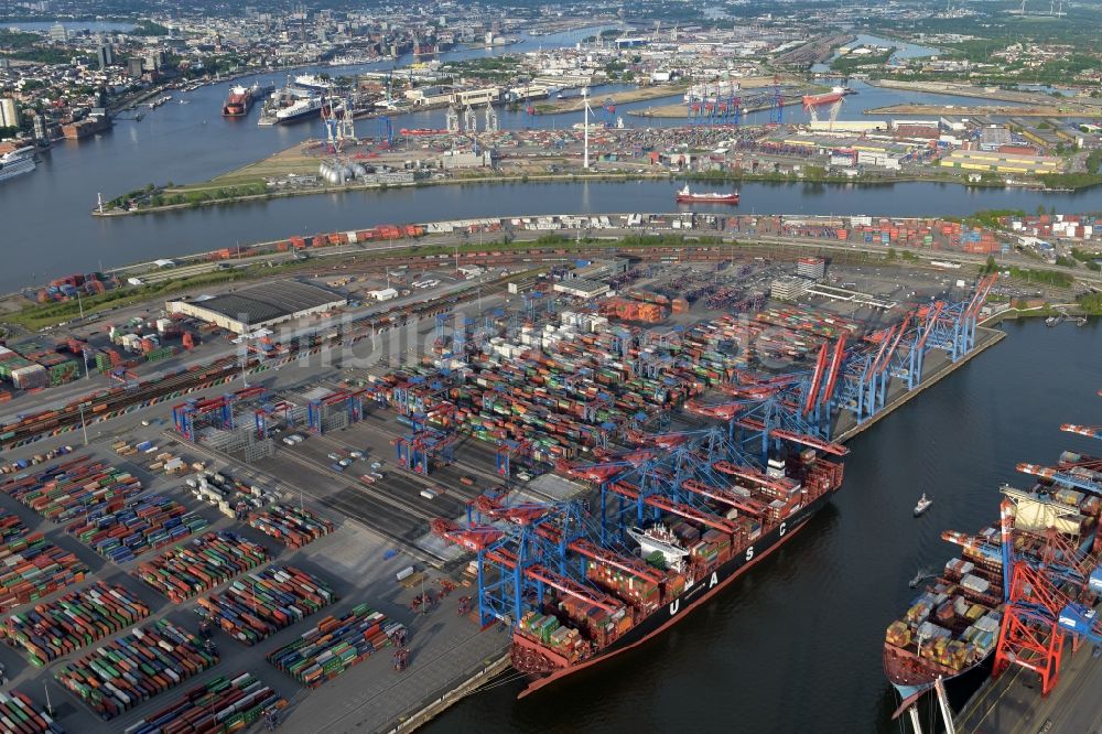 Luftaufnahme Hamburg - HHLA Logistics Container Terminal Burchardkai am Hamburger Hafen in Hamburg