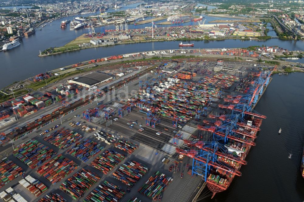 Hamburg von oben - HHLA Logistics Container Terminal Burchardkai am Hamburger Hafen in Hamburg