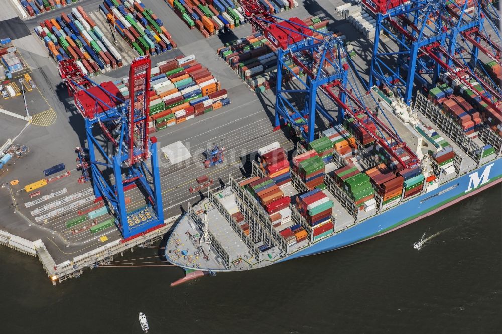 Hamburg aus der Vogelperspektive: HHLA Logistics Container Terminal Burchardkai am Hamburger Hafen in Hamburg