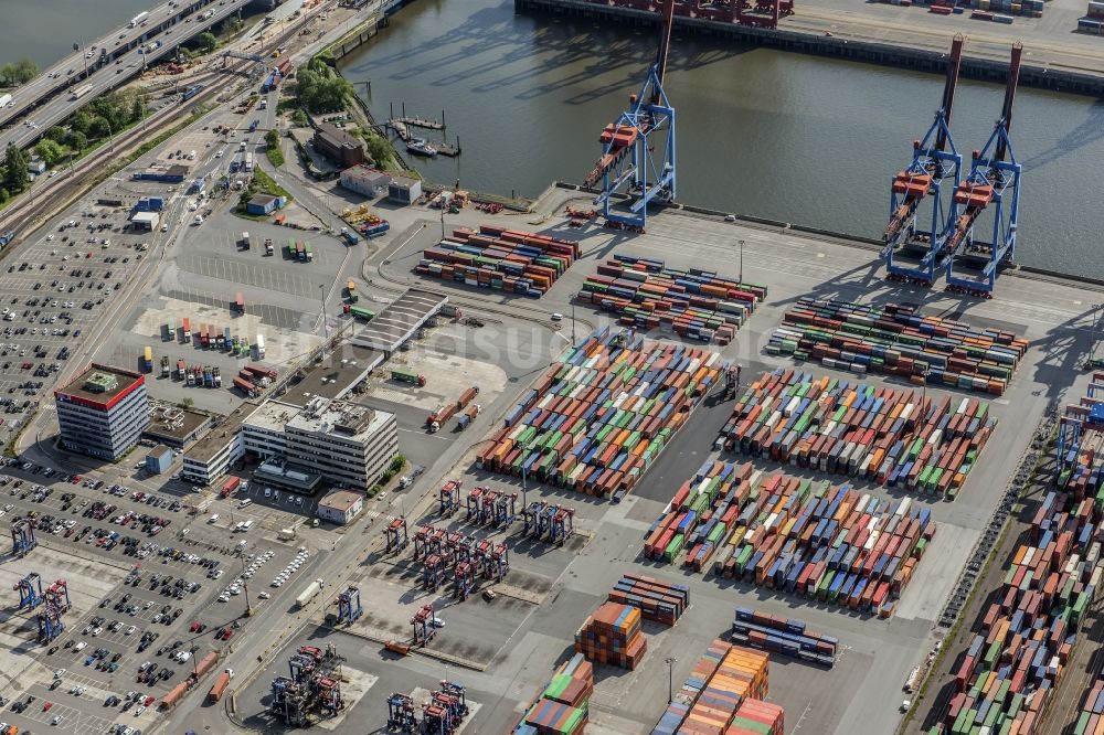 Hamburg aus der Vogelperspektive: HHLA Logistics Container Terminal Burchardkai am Hamburger Hafen in Hamburg