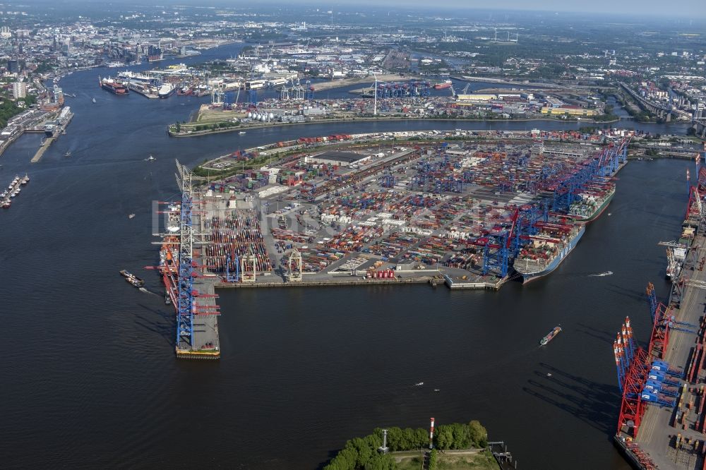 Hamburg von oben - HHLA Logistics Container Terminal Burchardkai am Hamburger Hafen in Hamburg