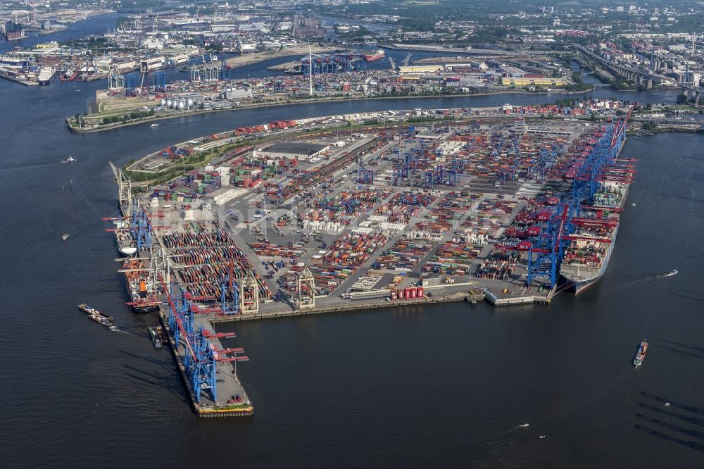 Hamburg aus der Vogelperspektive: HHLA Logistics Container Terminal Burchardkai am Hamburger Hafen in Hamburg