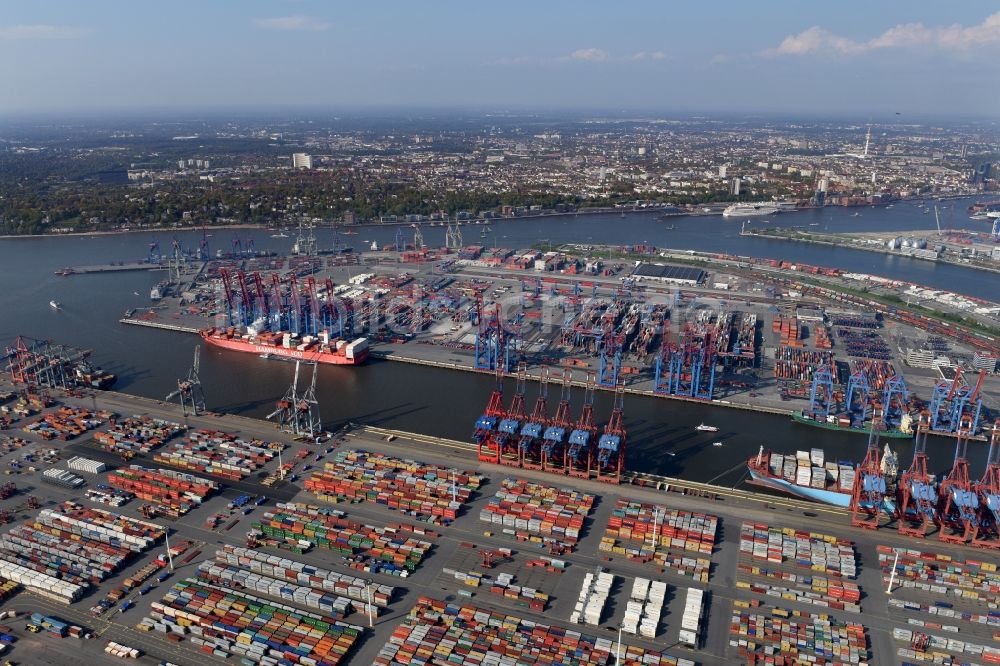 Luftbild Hamburg - HHLA Logistics Container Terminal Burchardkai am Hamburger Hafen in Hamburg