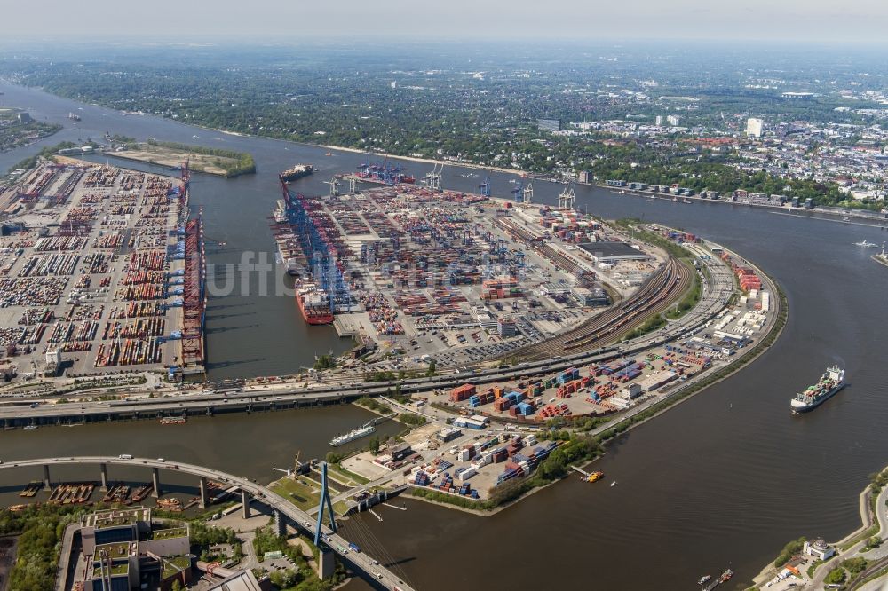 Luftaufnahme Hamburg - HHLA Logistics Container Terminal Burchardkai am Hamburger Hafen in Hamburg