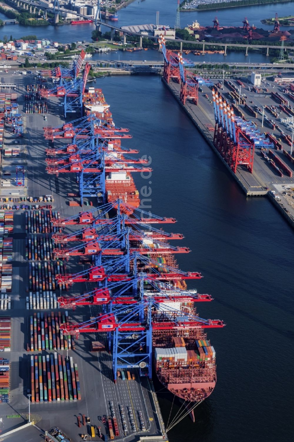 Luftbild Hamburg - HHLA Logistics Container Terminal Burchardkai am Hamburger Hafen in Hamburg