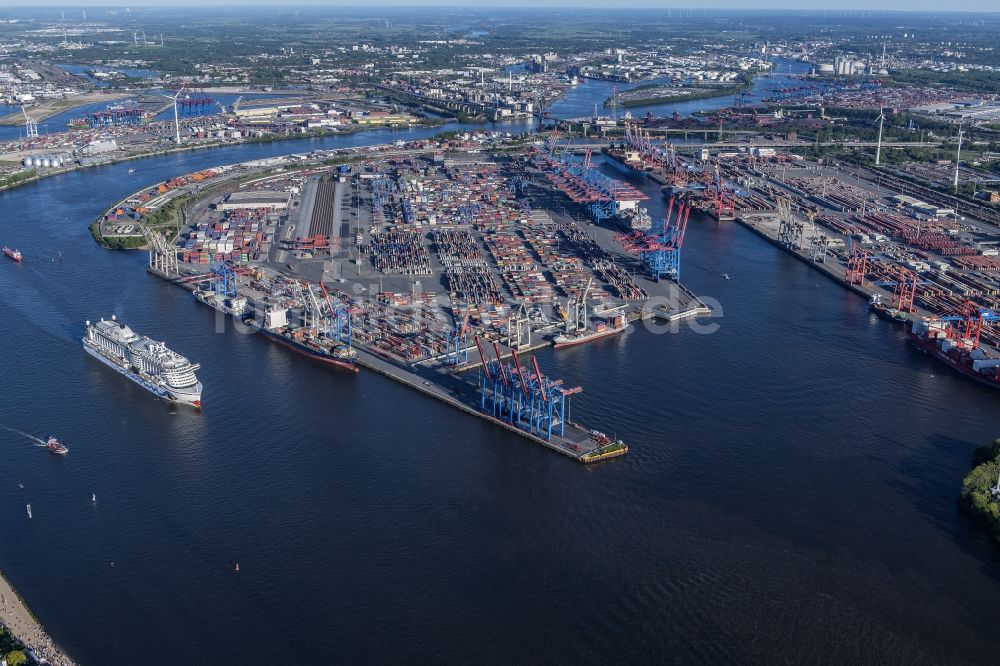 Luftaufnahme Hamburg - HHLA Logistics Container Terminal Burchardkai am Hamburger Hafen in Hamburg