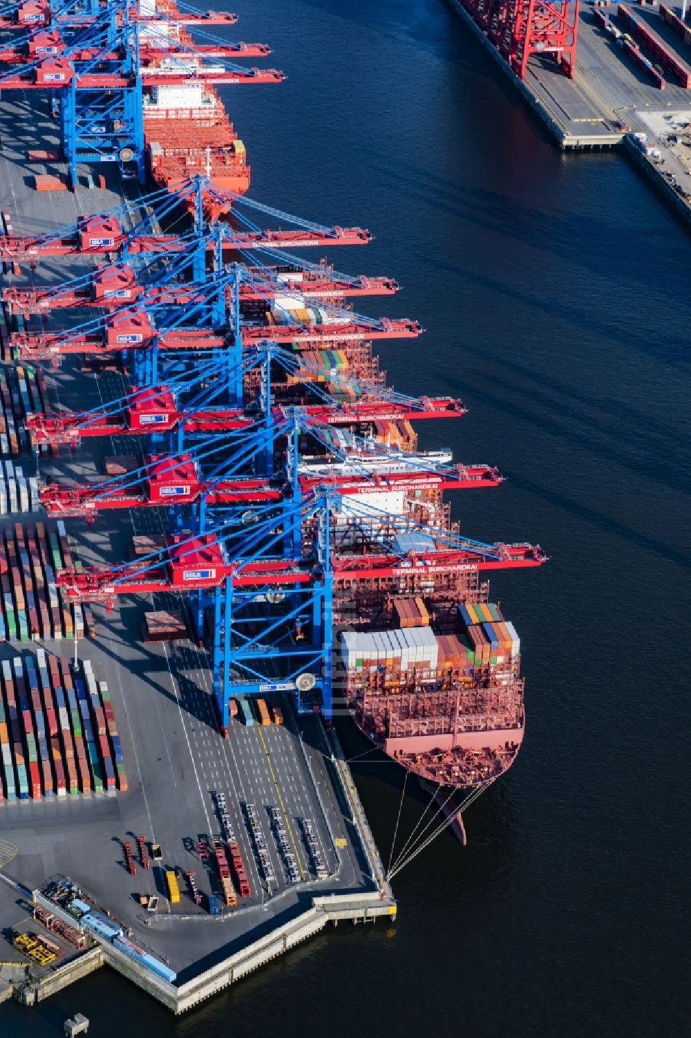 Luftbild Hamburg - HHLA Logistics Container Terminal Burchardkai am Hamburger Hafen in Hamburg