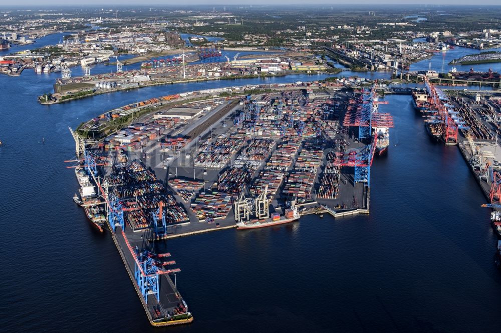 Hamburg aus der Vogelperspektive: HHLA Logistics Container Terminal Burchardkai am Hamburger Hafen in Hamburg