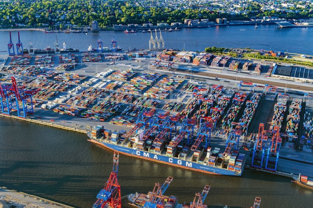 Luftbild Hamburg - HHLA Logistics Container Terminal Burchardkai am Hamburger Hafen in Hamburg