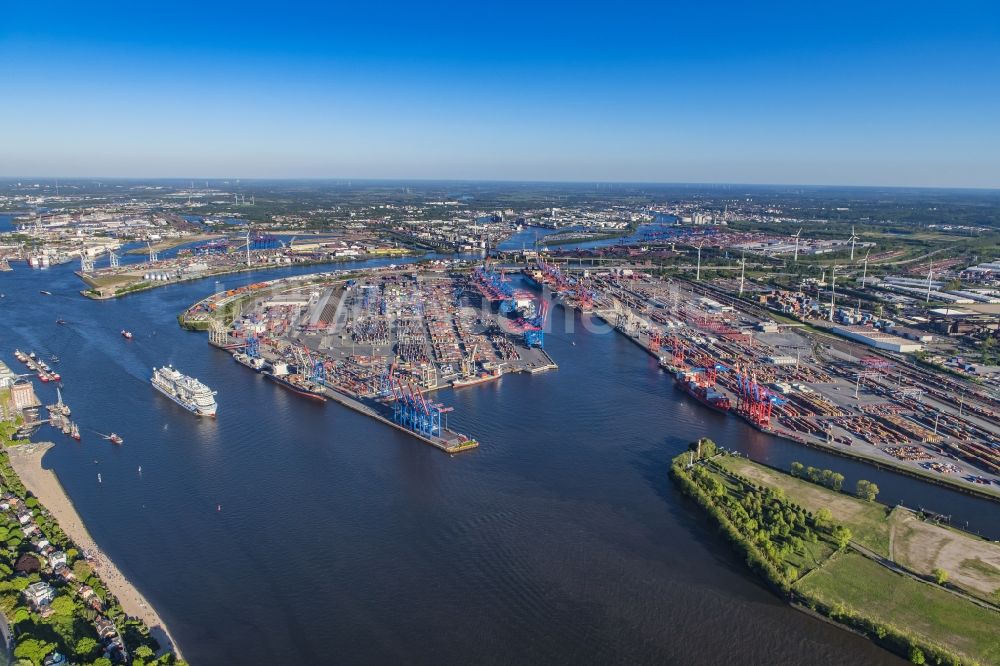 Hamburg aus der Vogelperspektive: HHLA Logistics Container Terminal Burchardkai am Hamburger Hafen in Hamburg