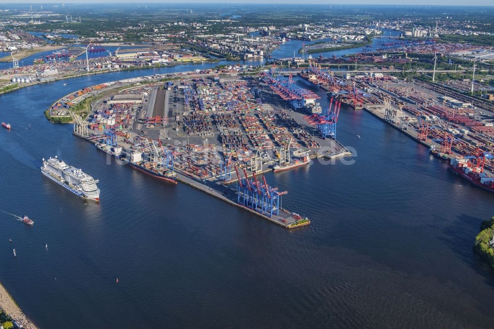 Luftbild Hamburg - HHLA Logistics Container Terminal Burchardkai am Hamburger Hafen in Hamburg