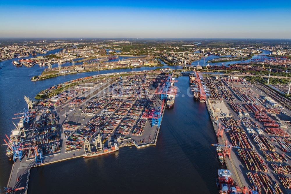 Hamburg aus der Vogelperspektive: HHLA Logistics Container Terminal Burchardkai am Hamburger Hafen in Hamburg