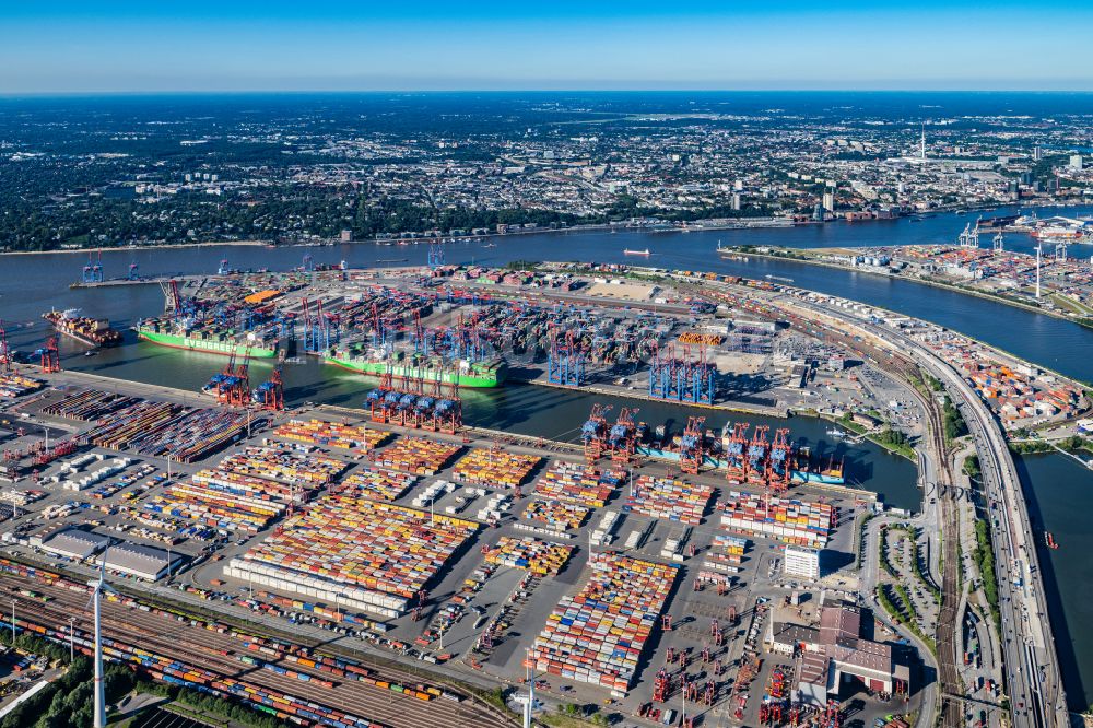 Luftaufnahme Hamburg - HHLA Logistics Container Terminal Burchardkai am Hamburger Hafen in Hamburg