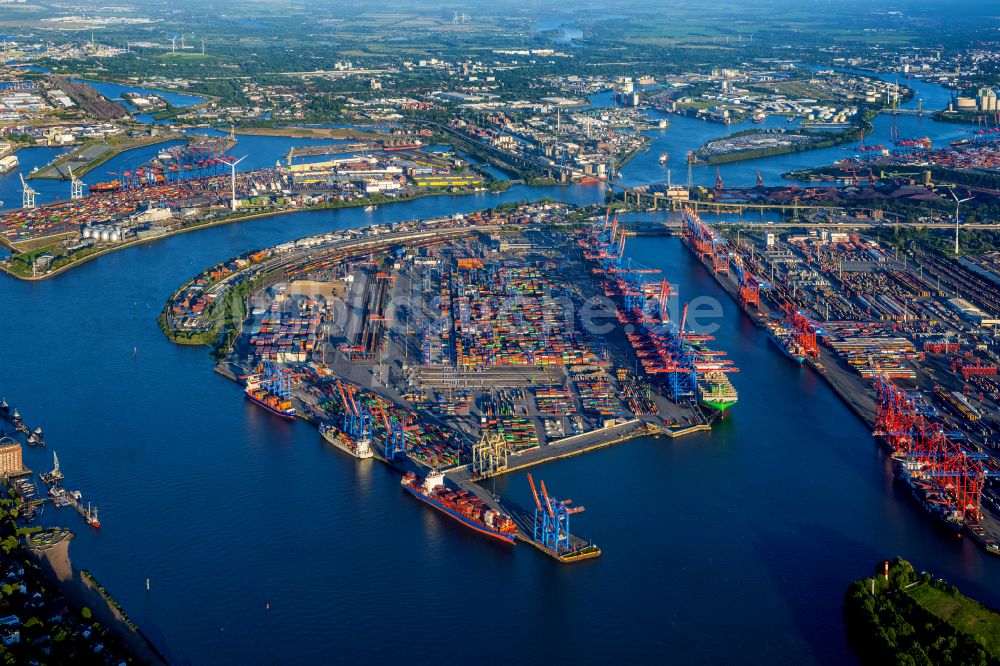 Hamburg aus der Vogelperspektive: HHLA Logistics Container Terminal Burchardkai am Hamburger Hafen in Hamburg