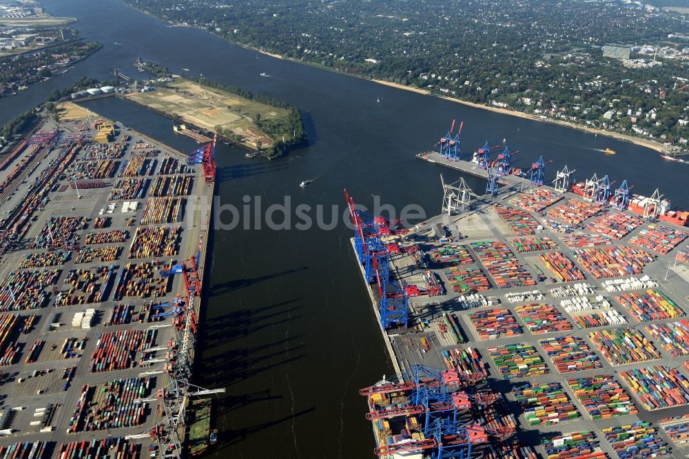 Luftbild Hamburg - HHLA Logistics Container Terminal Burchhardkai am Hamburger Hafen / Waltershofer Hafen in Hamburg