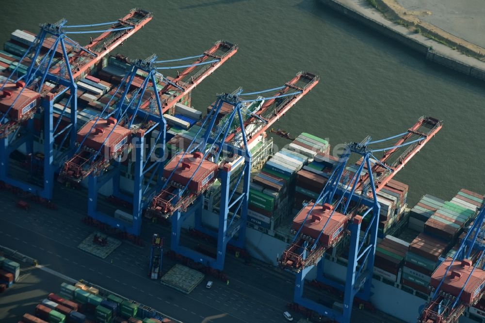 Luftbild Hamburg - HHLA Logistics Container Terminal Burchhardkai am Hamburger Hafen / Waltershofer Hafen in Hamburg