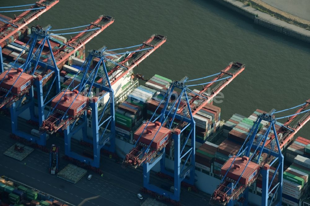 Luftaufnahme Hamburg - HHLA Logistics Container Terminal Burchhardkai am Hamburger Hafen / Waltershofer Hafen in Hamburg