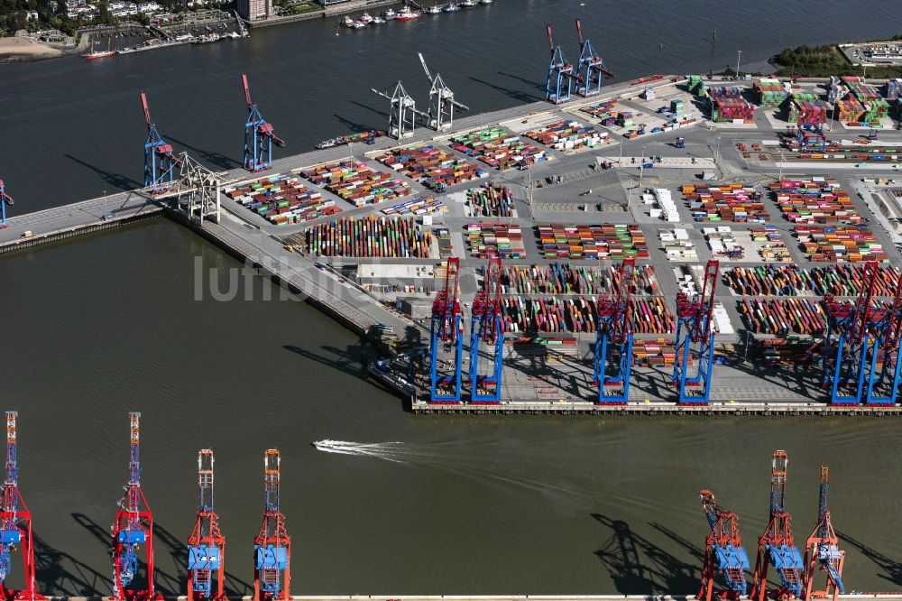 Luftbild Hamburg - HHLA Logistics Container Terminal Burchhardkai am Hamburger Hafen / Waltershofer Hafen in Hamburg